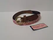 Vineyard Vines Belt Mens 30 Red Whale All Over Print Brass Canvas Leather