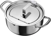 Deep Fryer Pot Stainless Steel Cooking Pot Japanese Style Deep Fryer With Temperature Control And Oil Drip Drainer Rack&Lid For Kitchen Cooker Home Gas Stove(20.5cm)