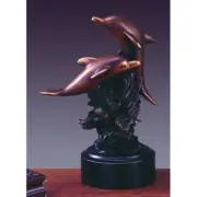 Treasure of Nature 2 Playing Dolphins Statue, Bronze Finish, 6.5" x 5"