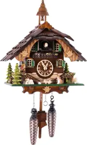 Saint Bernhard Chalet Cuckoo Clock Quartz Movement Height 32 Cm, Brown