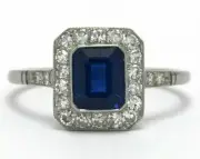 Art Deco 4.20 Ct Blue Sapphire Antique Vintage 925 Silver Wedding Jewelry Ring