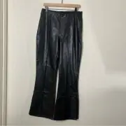 Abercrombie and Fitch Size Large Split-Hem Vegan Leather Slim Flare Pant NEW