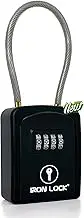 Iron Lock ® - Key Lock Box Portable with Removable Cable Shackle Indoor Outdoor Waterproof 4 Digit Combination with Resettable Code with A B Switch Key Lockbox for Outside Hold Spare Keys for Realtors