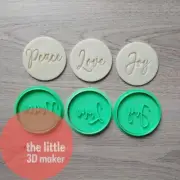 Peace Love Joy Merry Christmas Cookie Cutter Stamp Fondant Embosser