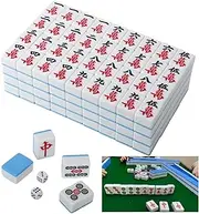 lesolar Large 42mm Chinese Mahjong Sets 144 Numbered Mahjong Tile Set Mahjong Board Game with Case Mah Jong Game Set Portable Mah jongg Tile Set 麻將Mah Jongg, Majiang for Travel Party Family Game