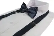 Mens Gunmetal 100Cm Suspenders & Matching Bow Tie Set
