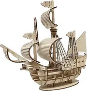 MPIUET 3D Wooden Sailing Ship Puzzles for Adults Wooden Watercraft Model Sailboat Puzzles, 6.5" × 2" × 6", Laser Engraving, Without Burrs, No Glue or Other Tools Required