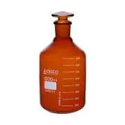 Eisco Labs 1L Graduated Amber Reagent Bottle with Stopper - Borosilicate Glass