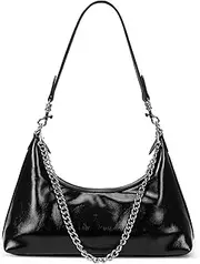 [JQWSVE] Crescent Shoulder Bags for Women Glossy Leather Hobo Handbag Trendy Crossbody Bag with Adjustable Strap