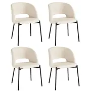 Oikiture 4x Armchair Dining Chair Accent Chairs Tub Armchairs Sherpa White&Black