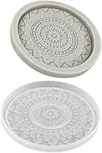 Cup Mat Mold 2 Pieces Mandala Coaster Molds Silicone for DIY Resin Crafting