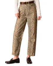 Whistles Animal Print Barrel Leg Pants