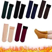 [Jfxgjuv] 6 Pairs/12 Pairs Velvet Winter Thermal Socks Snuggly Velvet Winter Thermal Socks Thickening Winter Soft Velvet Snow Sock (6 Pairs)