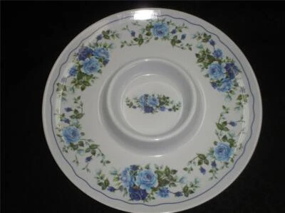 FABULOUS MELAMINE CHIP AND DIP PLATTER BLUE ROSES DESIGN