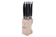 Andre Verdier Laguiole Debutant Steak Knife Set & Block- Black (6pc)
