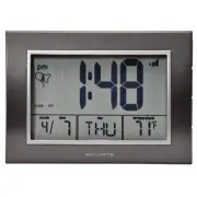 Atomic Alarm Clock with Date, Day of Week and Temperature, Grey