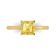 1.5Ct Asscher Cut Natural Citrine Solid 14K/18K Gold Solitaire Engagement Ring