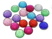 100 Mixed Color Flatback Acrylic Dotted Round Rhinestone Cabochon Dome 12mm