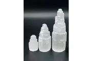 Set of 3 Selenite Tower Standing Calcite Natural Crystal Reiki Chakra Minerals