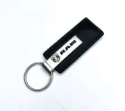 Black Leather Key Chain w/ Dodge Ram Emblem - Licensed