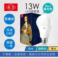 在飛比找momo購物網優惠-【旭光】高光效 13W LED燈泡 晝光色 自然光 燈泡色(