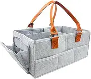 oolong Baby Diaper Caddy Organizer Portable Nappy Caddy,Foldable Car Newborn Toy Storage Basket with Multiple Pockets and Flexible Compartments for Diapers,Wipes and Other Items (lightweight)