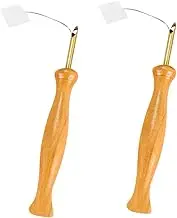 FIXOSHEE Wooden Handle Punch Needle Threader 2 Punch Needles 2 Threaders Comfortable to Use for Embroidery Felting Projects