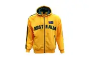 New Adults Australia Day Zip Up Hoodie Jacket w Flag Souvenir Jumper Sports Coat - Gold