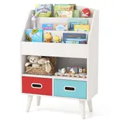 Giantex 3-Tier Kids Bookshelf Toy Organiser w/Drawers Children Bookcase Display Rack Shelf White