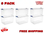 66 Qt. Latch Box Plastic Storage Box Container Stadium Blue Tote Box Organizer