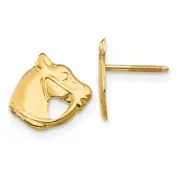 Madi K Kid's Earrings 14k Yellow Gold Horse Head Post and Screw Back