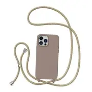 Crossbody Case for iPhone 14 Pro Max with Lanyard Strap Adjustable Rope Brown