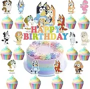 Blue Dog Birthday Party Supplies, 25PCS Blue Dog Cake Topper Decorations Cupcake Toppers for Kids Party Favor