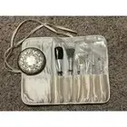 Silver Plated Make Up Kit Vintage Hong Hong Velvet Roll Up
