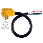 50 ft. 50 Amp 6/3 + 8/1 -Gauge NEMA 14-50P RV Cord W/6" Loose End Plug & Handle