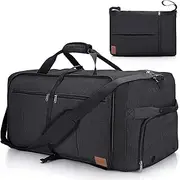 [Urtala] 120L Travel Duffle Bag for Men, 34” Large Duffel Bag for Travel with Shoe Compartment Foldable Collapsible Overnight Weekender Bag Gym Bag for Men Women Waterproof & Tear Resistant (Black, 120L)