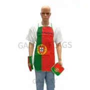 Portugal Flag Kitchen & BBQ 3pc Set w/Apron Oven Mitt Potholder Portugal Flag
