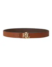 [Lauren Ralph Lauren] Logo Reversible Pebbled Leather Belt in Brown