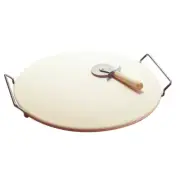 Kitchen Worthy 13 Inch Pizza Stone with Rack - Beige. New.