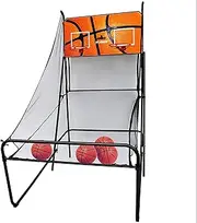 Basketball Arcade Game, Dual Hoop Basketball Shootout Indoor Home, 8 Game Options & 4 Balls,Indoor Basketball Hoop w/Frame