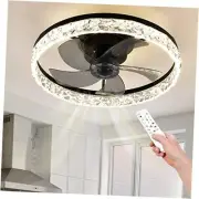 20" Modern Ceiling Fans with Lights and Remote Dimmable Low Profile Black