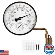 Foxyoo 4-Inch Brass Outdoor Thermometer - Analog Temperature Gauge for Patio,