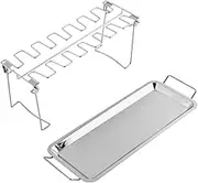 UTHCLO Oven Chicken Drumstick Rack 14 Slot Vertical Stand Sturdy Bbq Chicken Roaster Grease Collector for Easy Clean-up