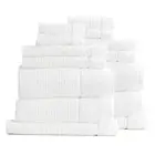 14pc Renee Taylor Snow Cambridge Textured 650GSM Bath/Face/Hand Towel Mat Set