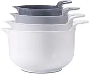 AIMALL 4-Piece Salad Bowl Set with Handles PP Material Mixing Bowls Vegetable Fruit Snack Plates Kitchen Essentials