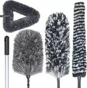 Feather Duster Kit with 5.6Ft Extension Pole, 4 Dusting Brush for Cleaning Home