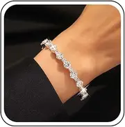 [Xduargs] Boho Crystal Bangle Bracelet Colorful Rhinestone Cuff Bracelet Rainbow Gemstone Bangle Bracelets Sparkly Crystal Gemstone Wrist Chain Bracelet Jewelry for Women and Girls(Style A)