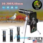 4k 10-300x40mm Monocular Adjustable Super Telephoto Zoom Telescope w/Tripod Clip