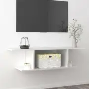 Wall Mounted High Gloss White TV Cabinet Storage Unit 103cm Modern Design