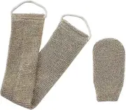 Hemp Back Scrubber, 100% Natural Exfoliating Back Strap With Mitt, Exfoliating Loofah Back Scrubber